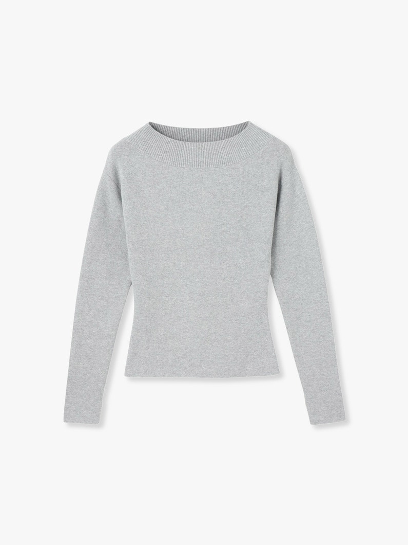 Cotton Cashmere Boat Neck Knit Pullover | ニット 詳細画像 top gray