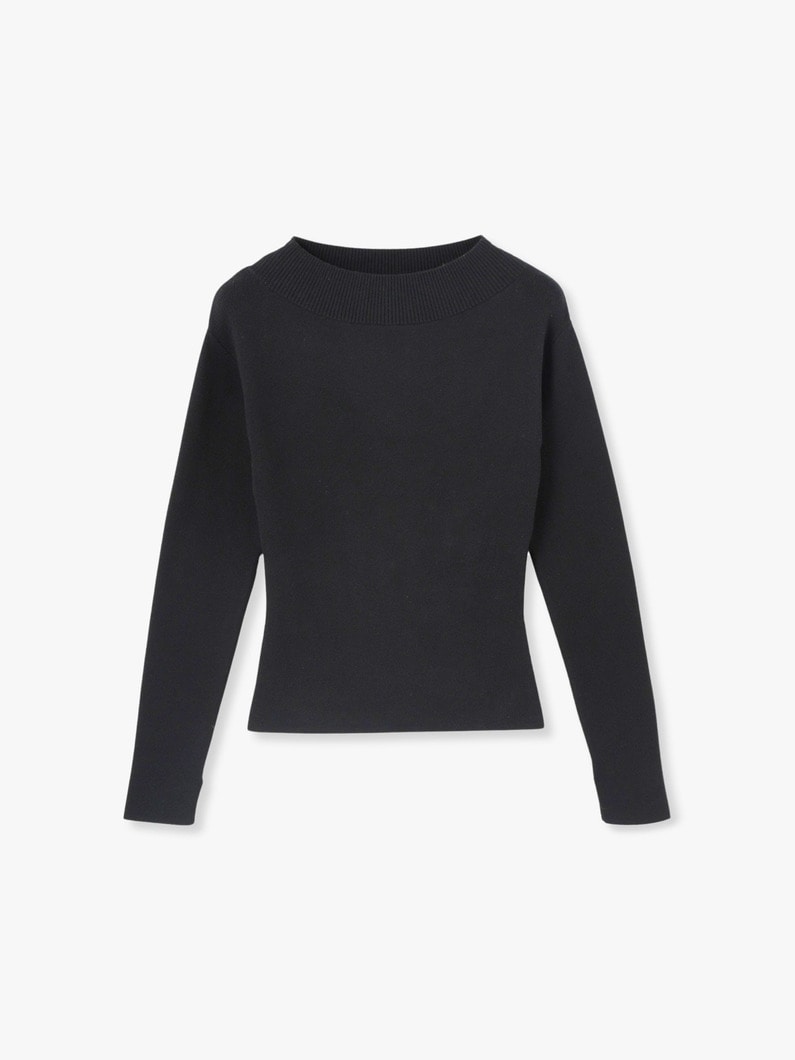 Cotton Cashmere Boat Neck Knit Pullover | ニット 詳細画像 black 3