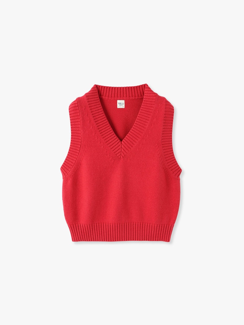 V Neck Knit Vest | ベスト 詳細画像 red