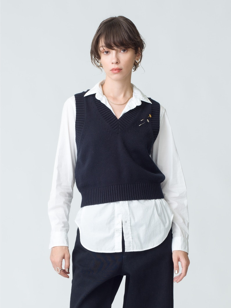 V Neck Knit Vest | ベスト 詳細画像 black 1