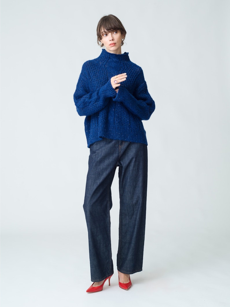 Sequins Alpaca Lilian Knit Pullover (charcoal gray/blue) 詳細画像 blue 2