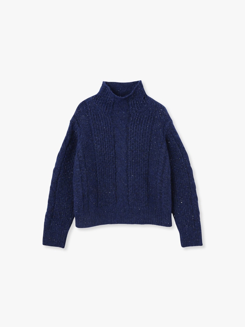 Sequins Alpaca Lilian Knit Pullover (charcoal gray/blue) 詳細画像 blue 3