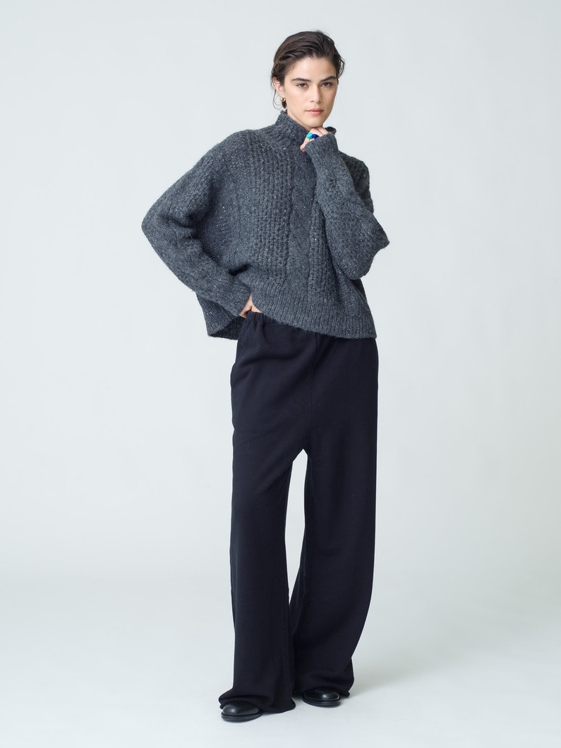 Sequins Alpaca Lilian Knit Pullover (charcoal gray/blue) | ニット 詳細画像 charcoal gray 2