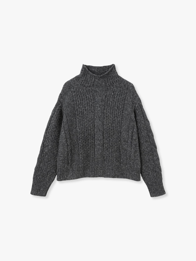 Sequins Alpaca Lilian Knit Pullover (charcoal gray/blue) | ニット 詳細画像 charcoal gray 4