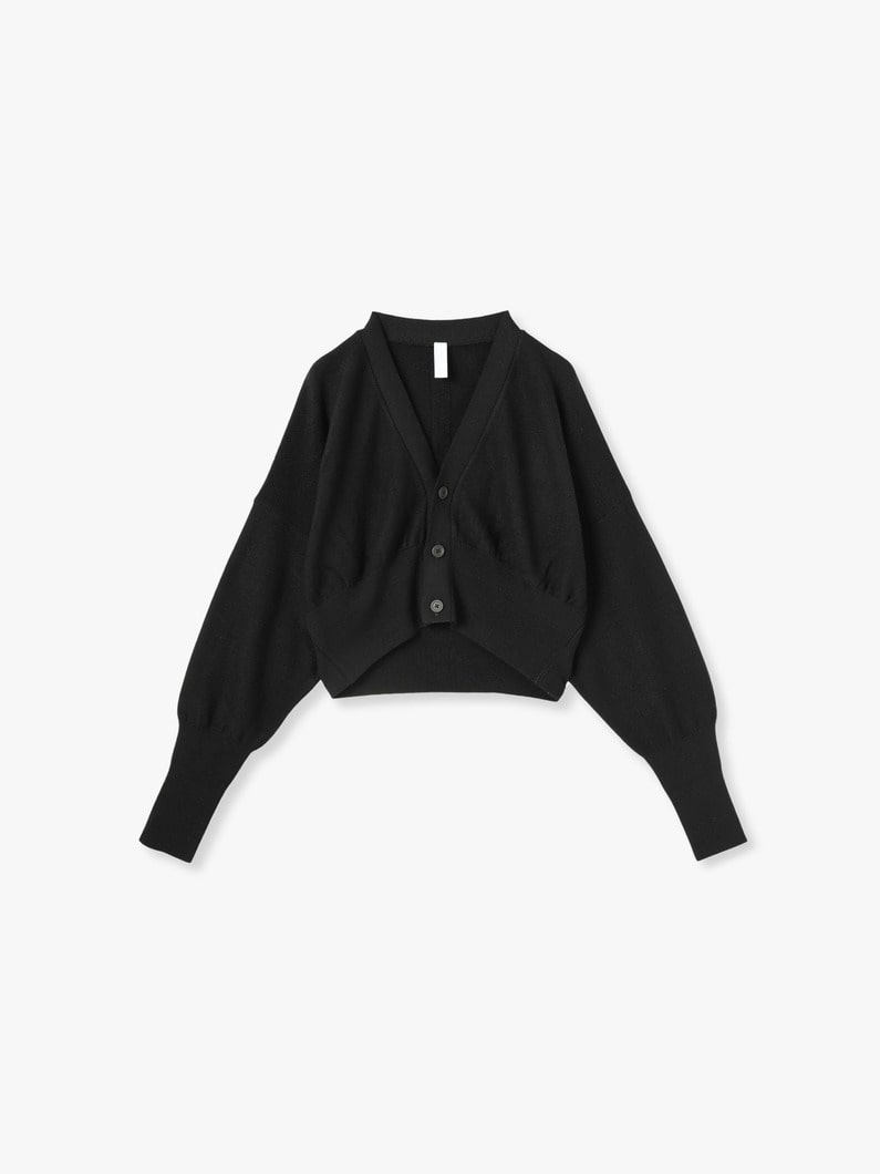 Wool Garter Cropped Cardigan 詳細画像 black