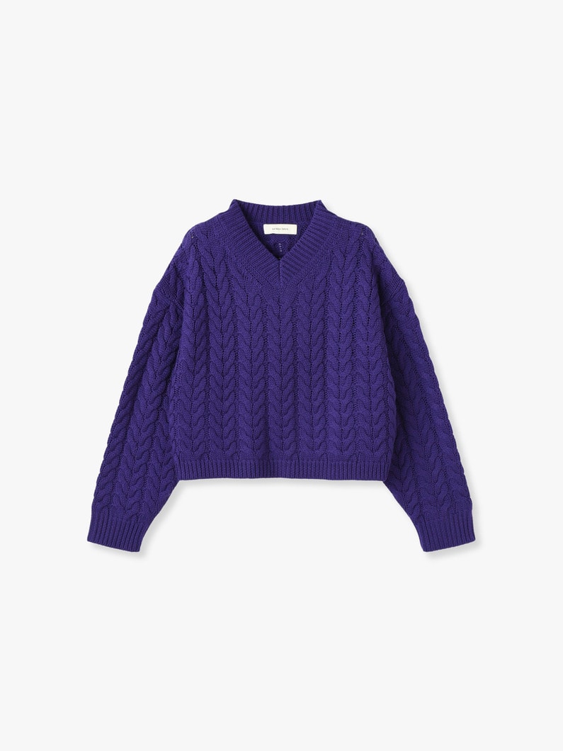 Cable Knit Pullover 詳細画像 purple