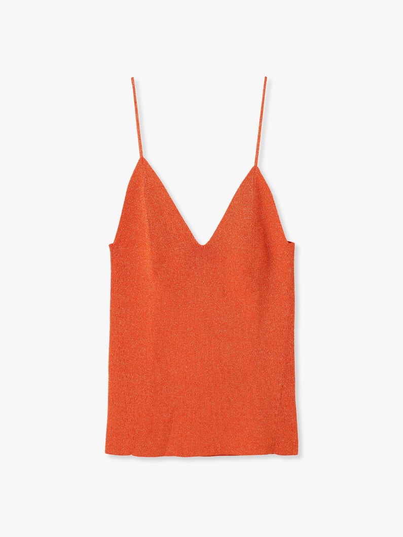 Glitter Ribbed Knit Camisole Top 詳細画像 orange