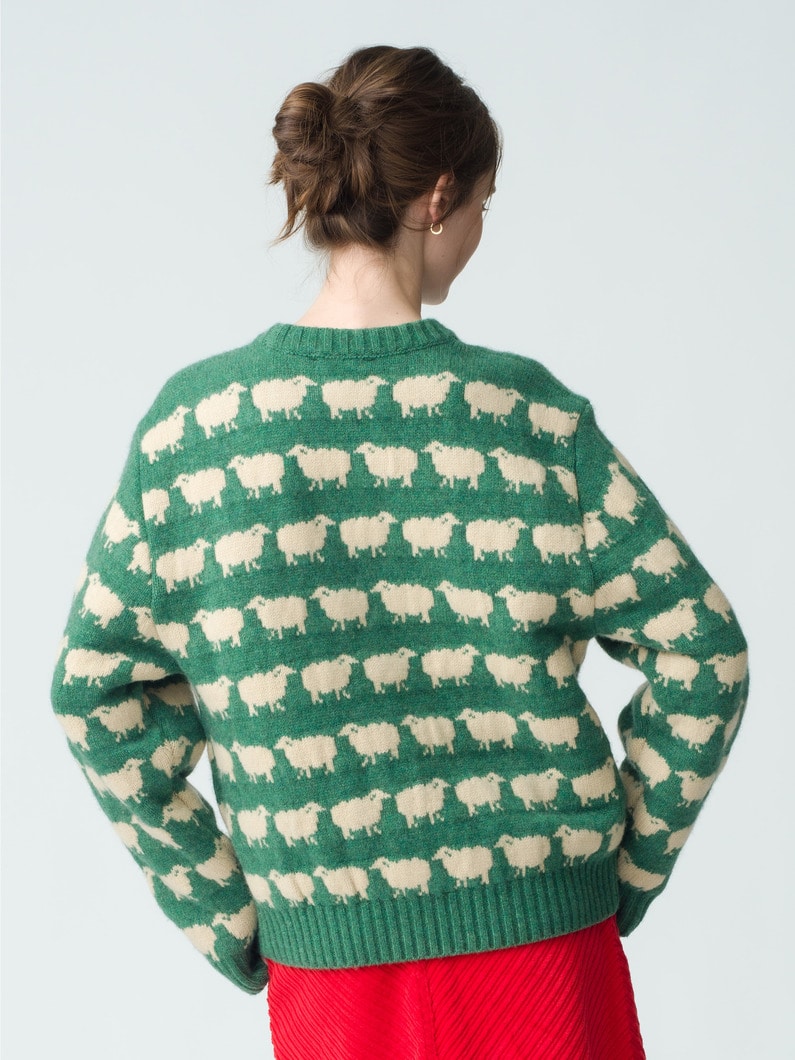 William Sheep Jacquard Knit Pullover 詳細画像 green 3