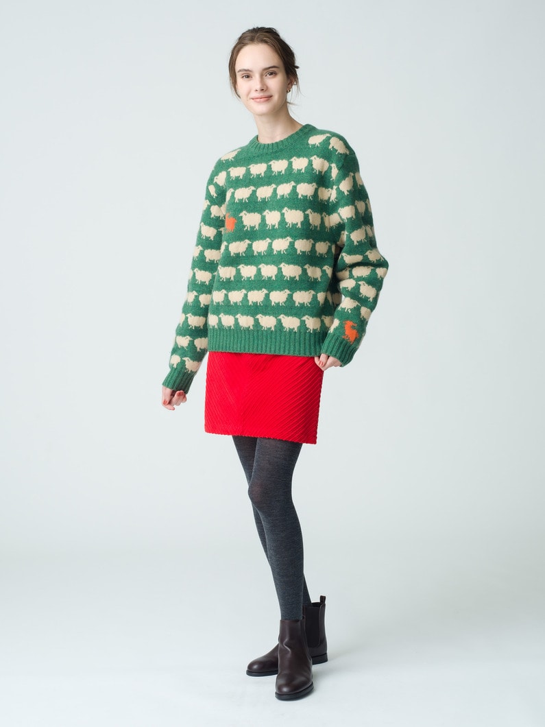 William Sheep Jacquard Knit Pullover 詳細画像 green 4