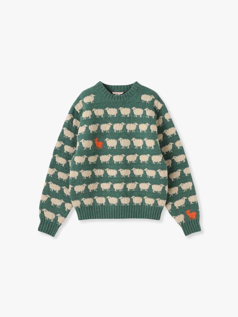 William Sheep Jacquard Knit Pullover 詳細画像 green 5