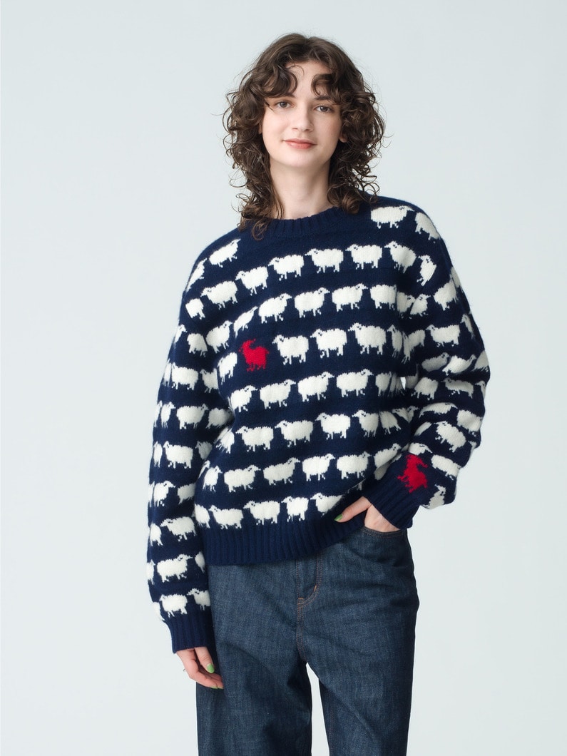 William Sheep Jacquard Knit Pullover 詳細画像 navy