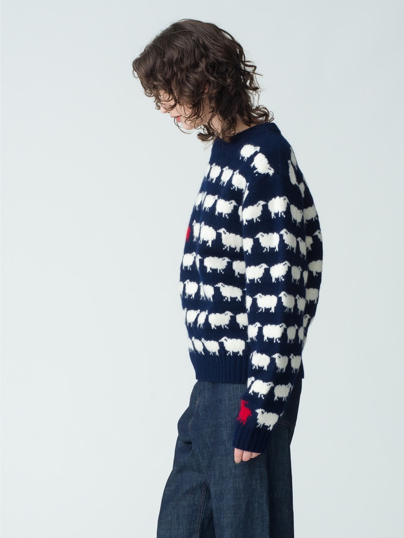 William Sheep Jacquard Knit Pullover 詳細画像 navy 2