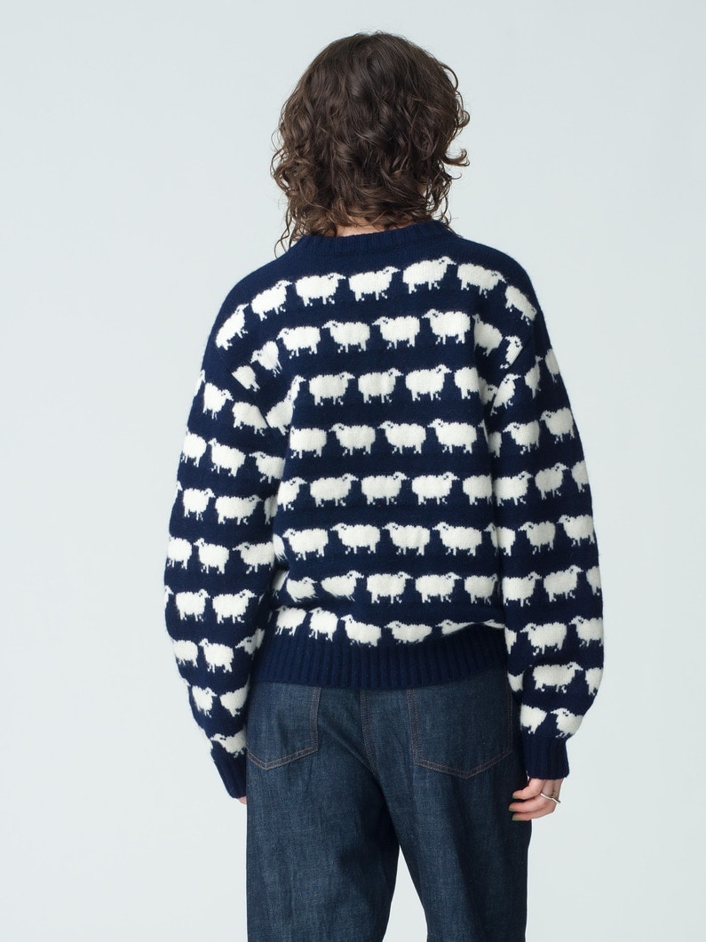 William Sheep Jacquard Knit Pullover 詳細画像 navy 3