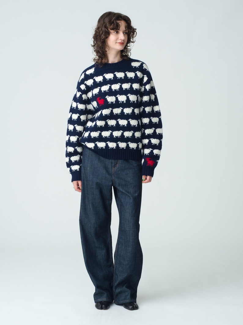 William Sheep Jacquard Knit Pullover 詳細画像 navy 4