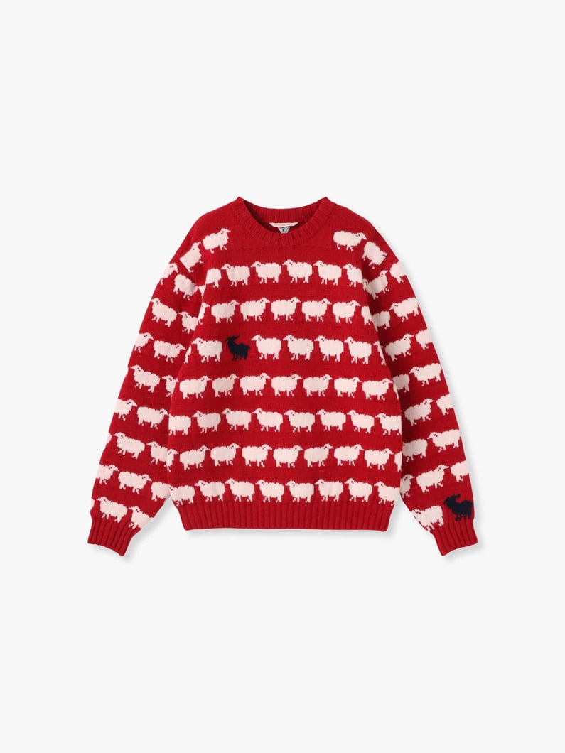 Frances Sheep Jacguard Knit Pullover 詳細画像 red 5