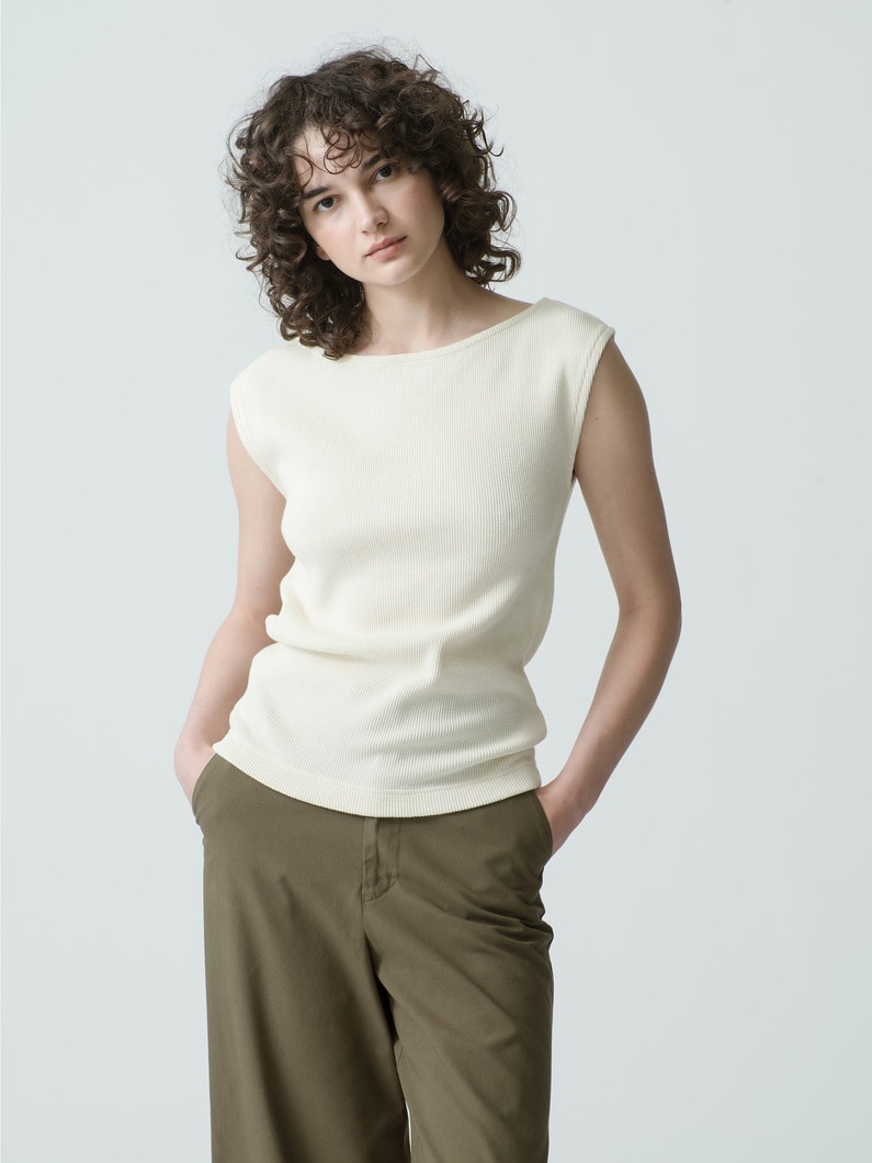 Organic Cotton Waffle French Sleeve Top 詳細画像 off white 1