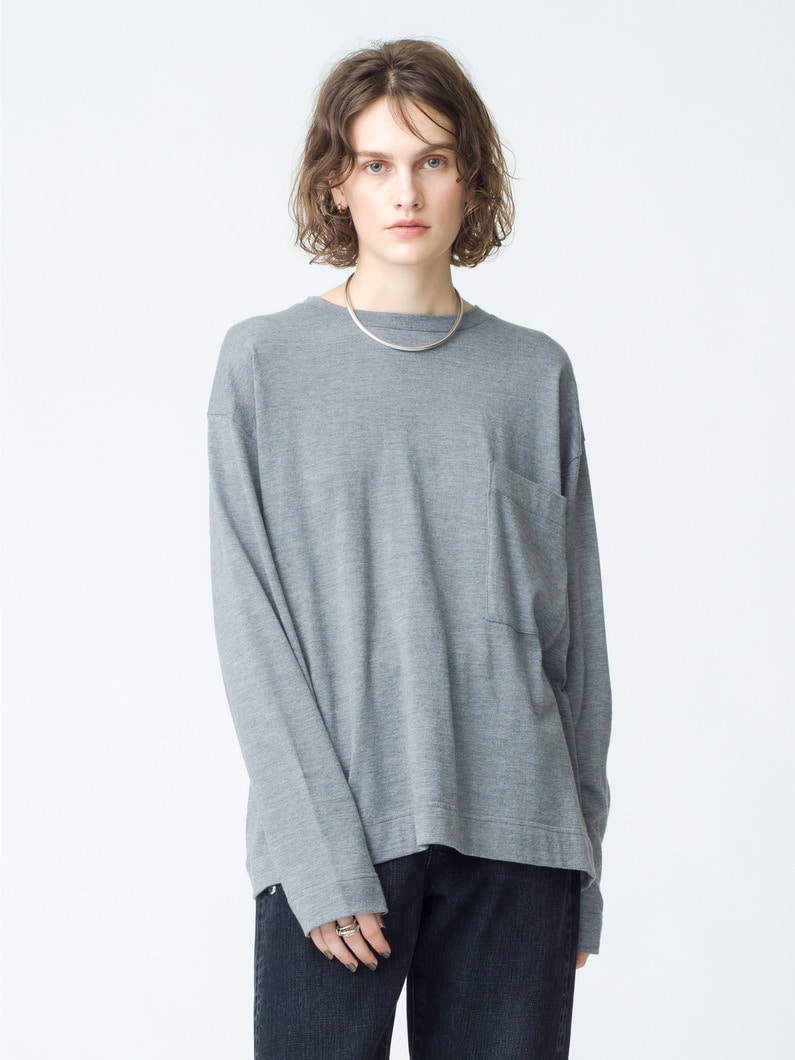 Wool Tubular Long Sleeve Tee 詳細画像 top gray