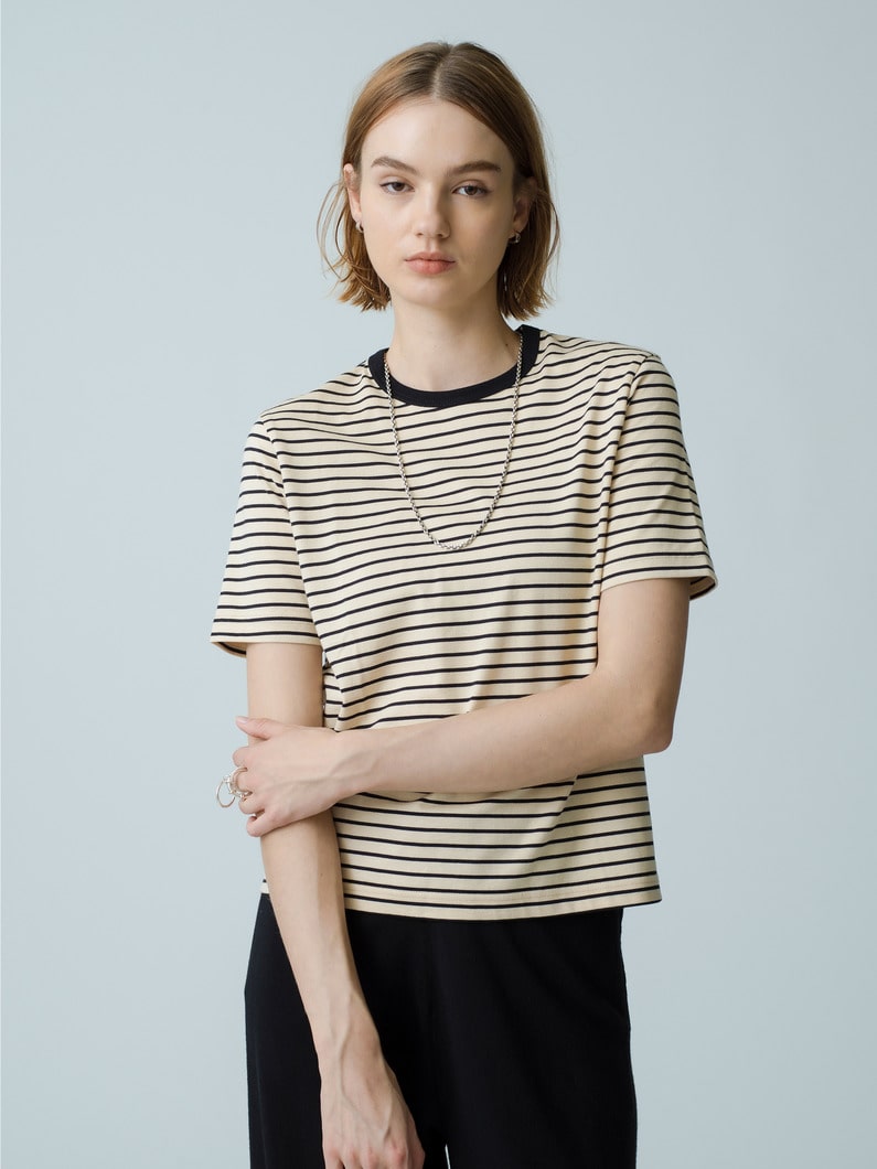 Organic Cotton Striped Tee 詳細画像 ivory 1