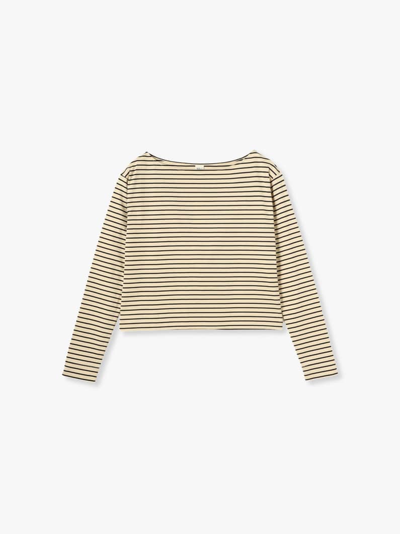 Organic Cotton Striped Long Sleeve Tee 詳細画像 ivory 1