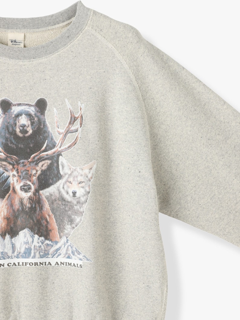 Northern California Animals Print Sweat Shirt 詳細画像 top gray 2