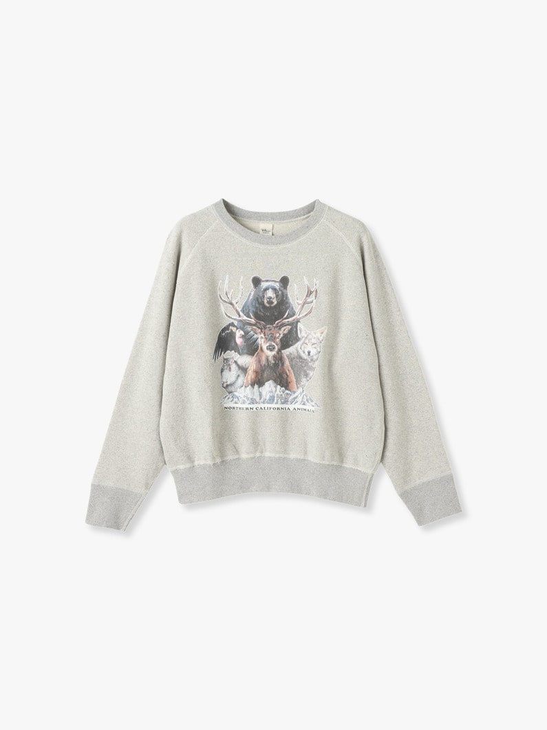 Northern California Animals Print Sweat Shirt 詳細画像 top gray 3