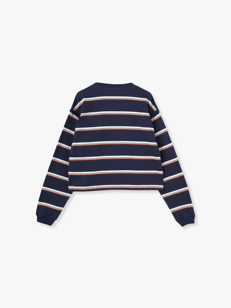 Cotton Multi Striped Short Pullover 詳細画像 navy 1