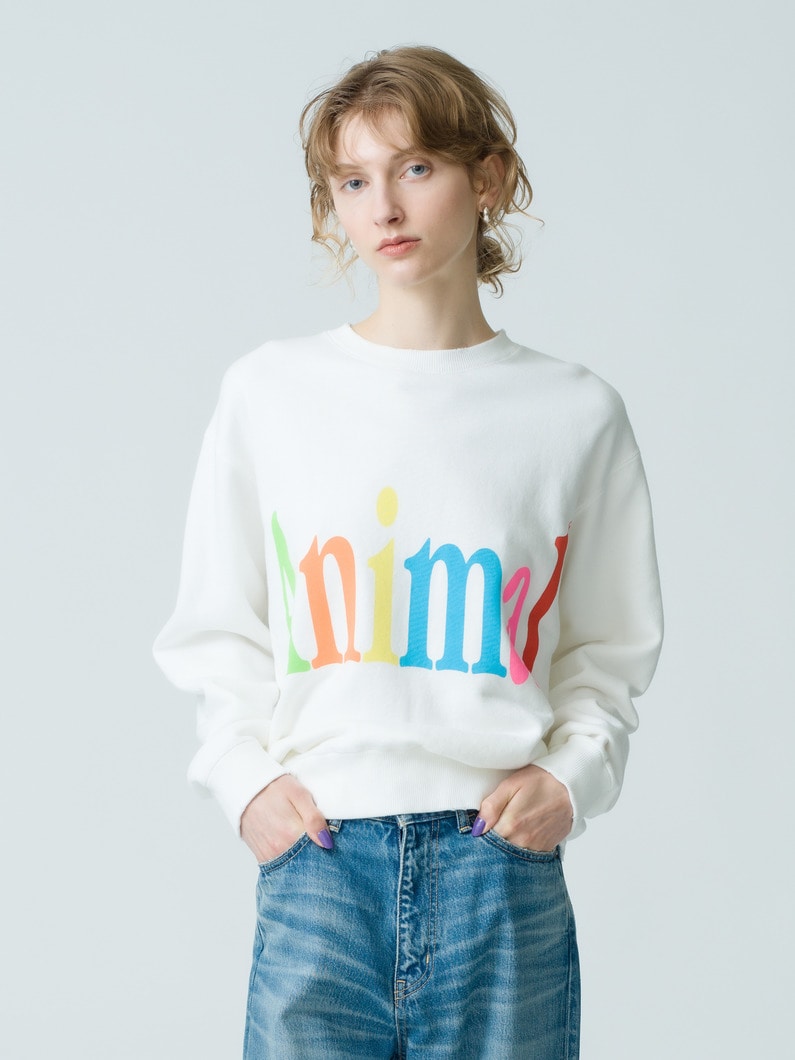 Animal Letter Sweat Pullover (white/black) 詳細画像 white 2