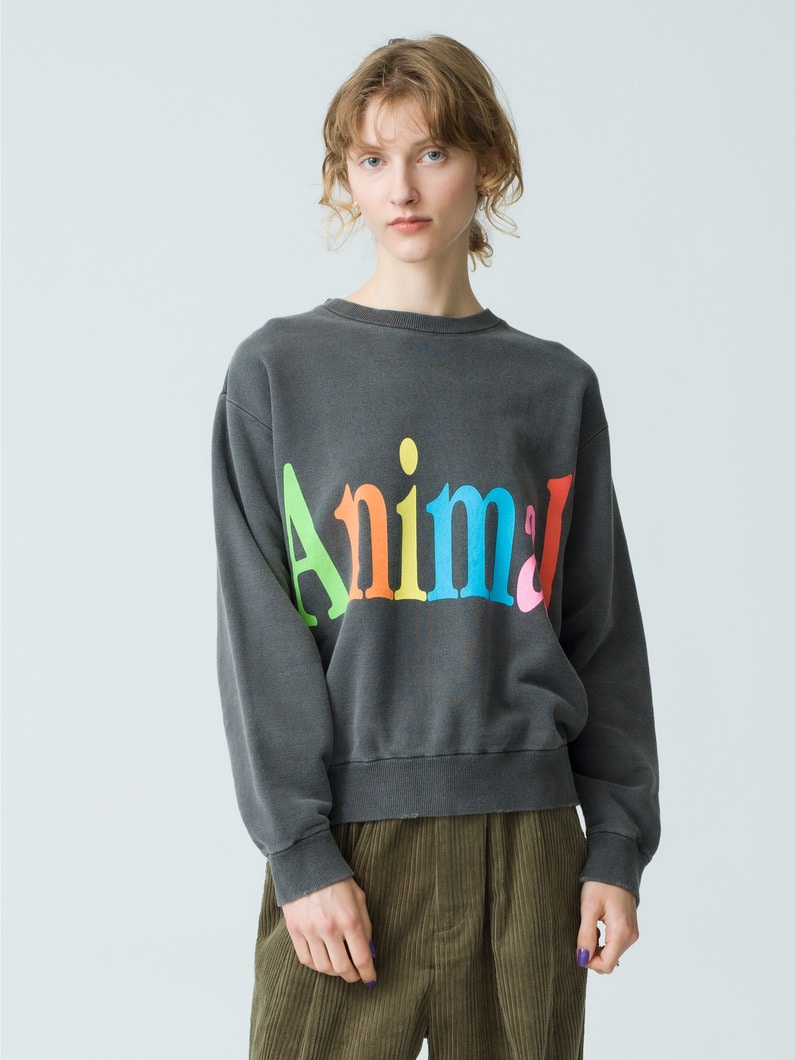 Animal Letter Sweat Pullover (white/black) 詳細画像 black 1