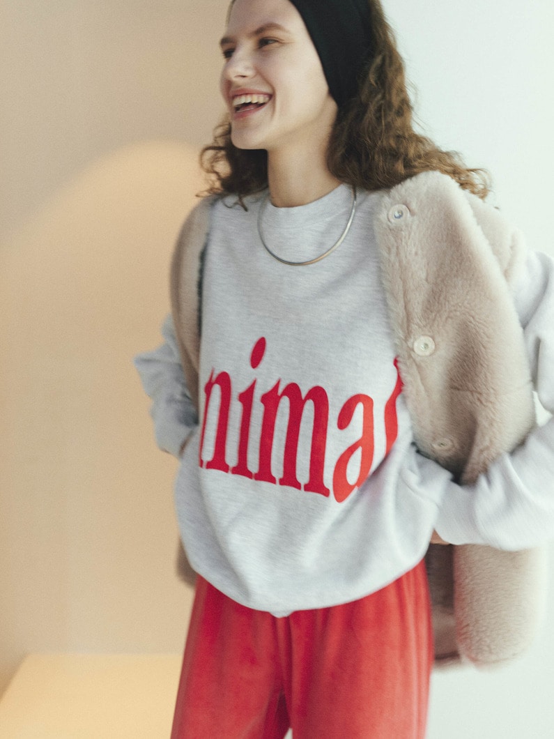 Animal Letter Sweat Pullover (red/green/gray) 詳細画像 gray 1