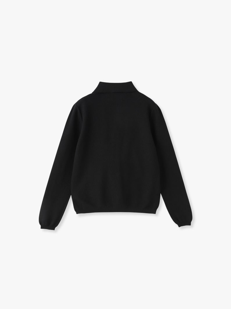 Brooke Cotton Pique Long Sleeve Polo Shirt | カットソー 詳細画像 black 1