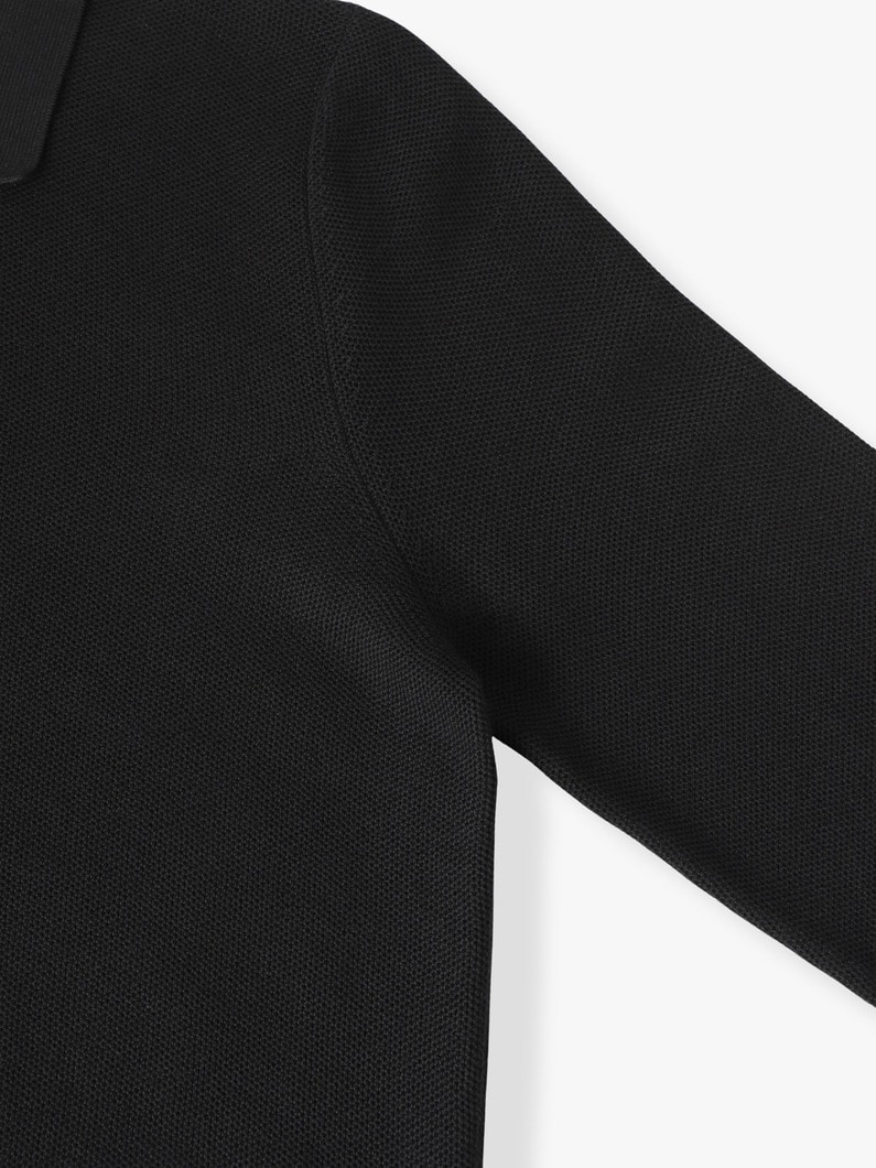 Brooke Cotton Pique Long Sleeve Polo Shirt | カットソー 詳細画像 black 2