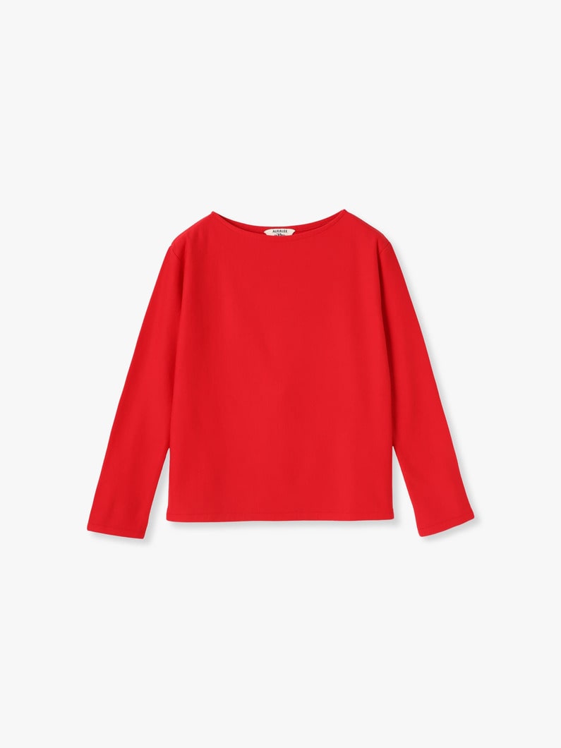 Elastic High Gauge Boat Neck Sweat Shirt 詳細画像 red 2