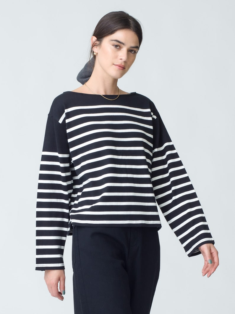 Striped Cotton Pullover | カットソー 詳細画像 black