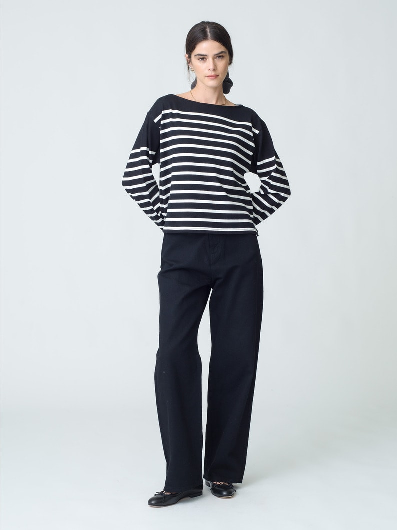 Striped Cotton Pullover | カットソー 詳細画像 black 2