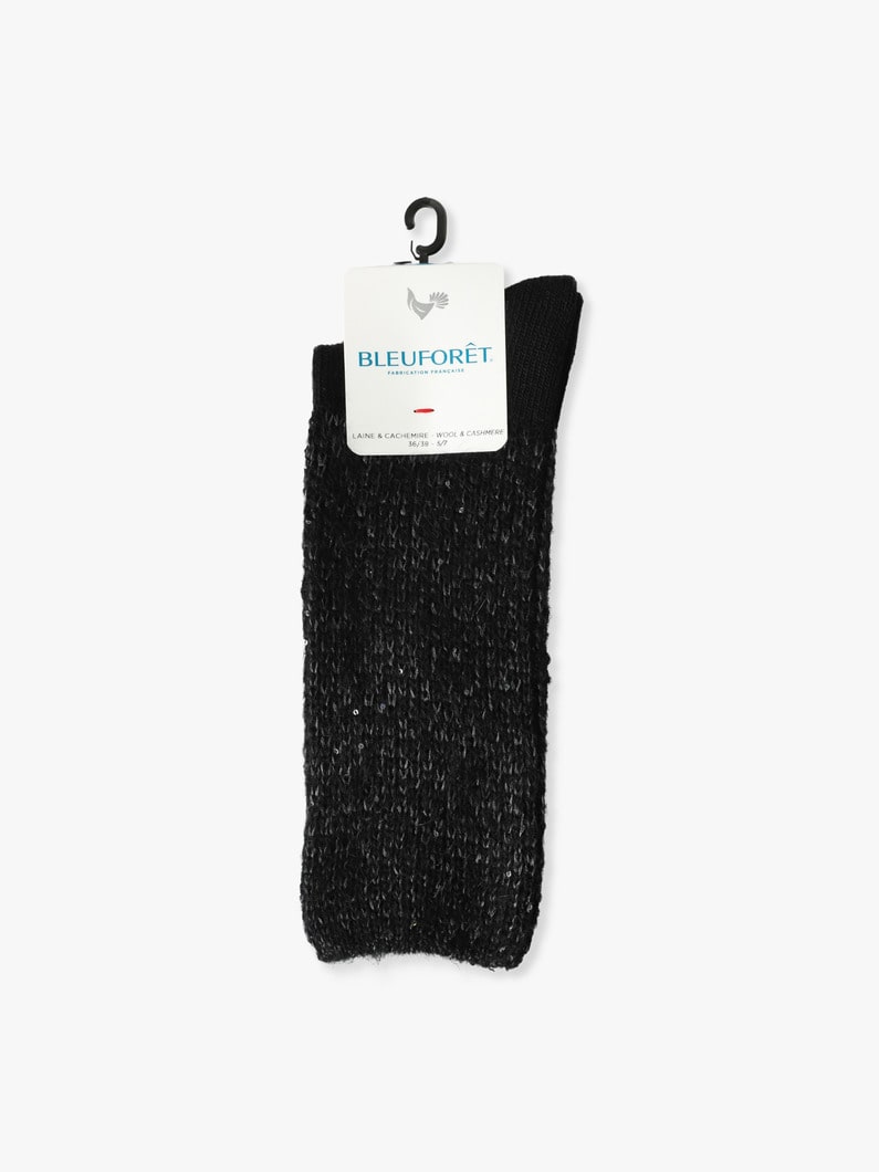 Spangles Pattern Cashmere Socks 詳細画像 black