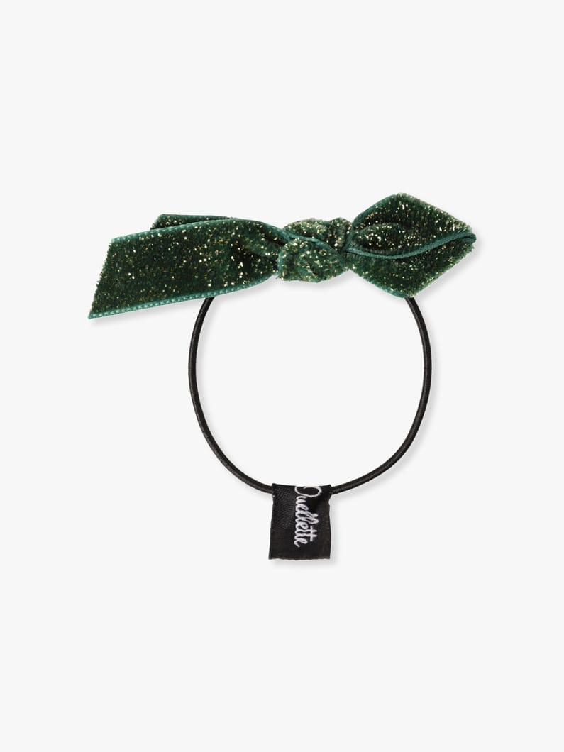 Velvet Sparkle Loop Tie Bow Pony 詳細画像 green