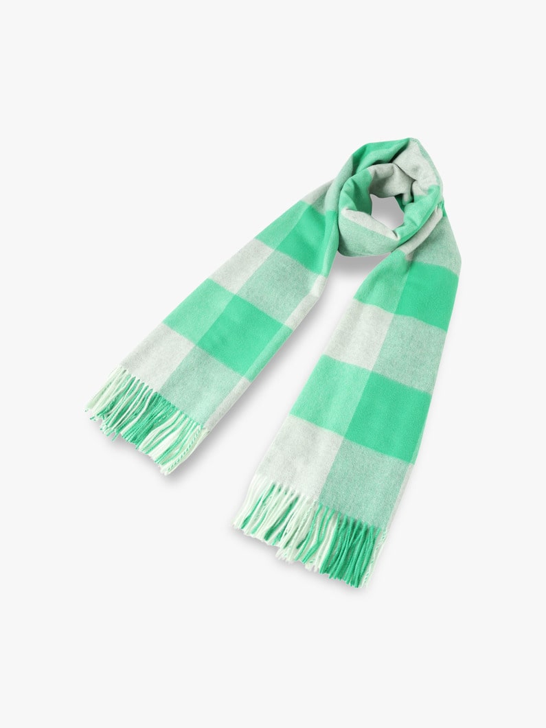 Cashmere Checkred Stole (green) 詳細画像 green 1