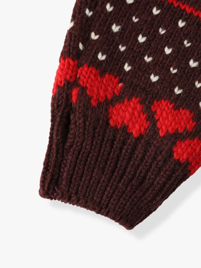 3G Fair Isle Knit Arm Warmer 詳細画像 burgundy 2