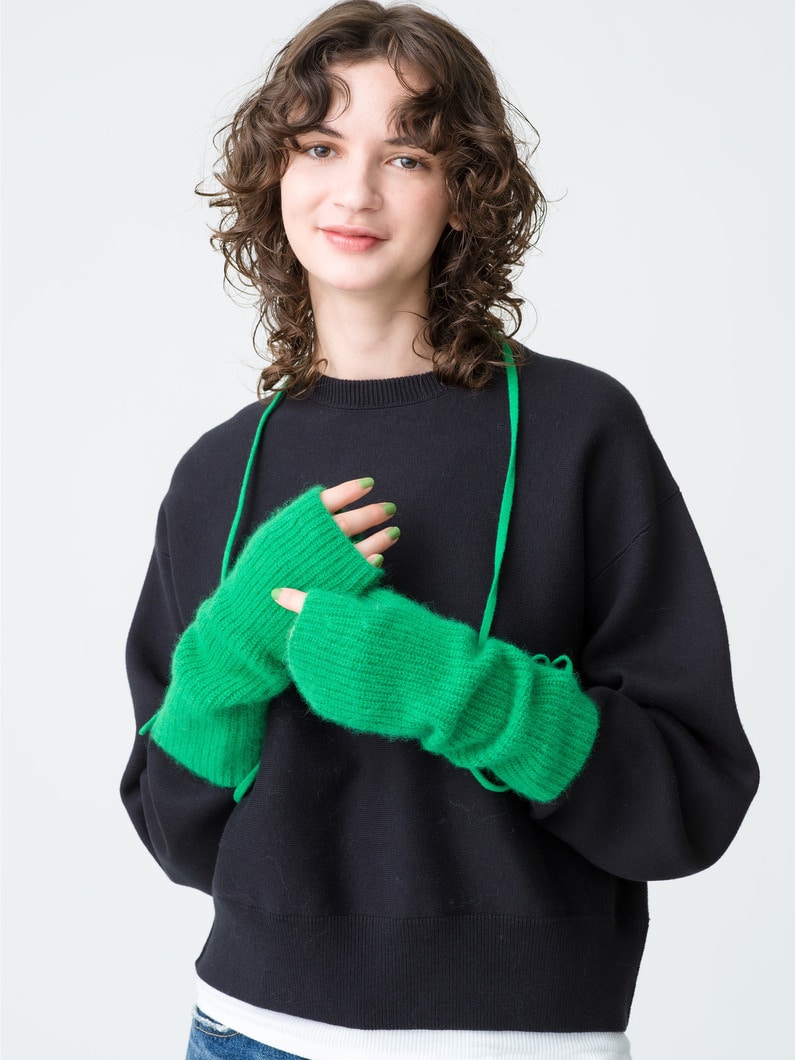 Noelle Knit Arm Warmer (green/light gray) 詳細画像 green 1