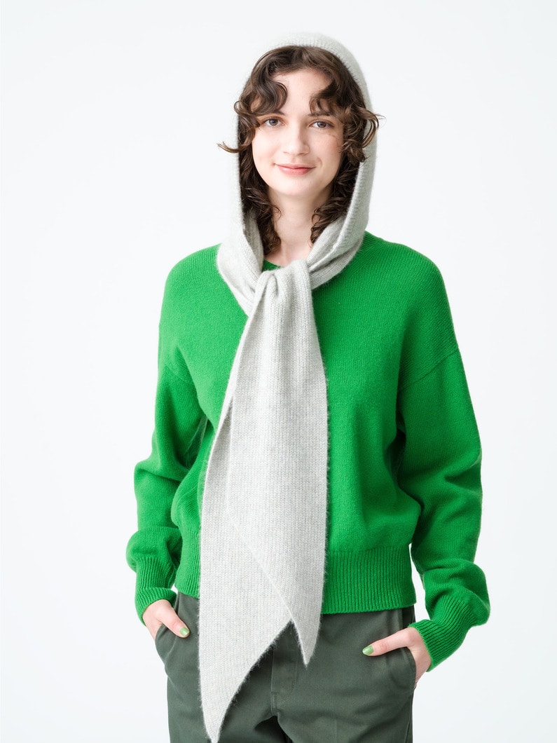 Laura Hoodie Scarf (green/light gray) 詳細画像 light gray 2