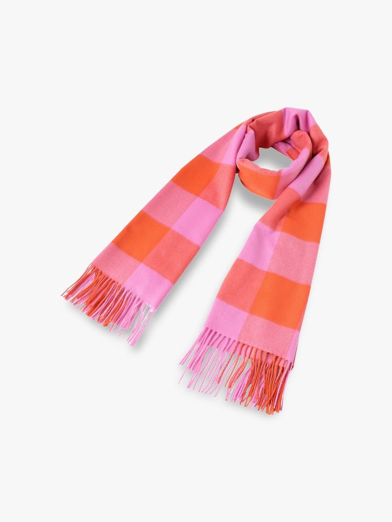 Cashmere Checkred Stole (pink) 詳細画像 pink 1