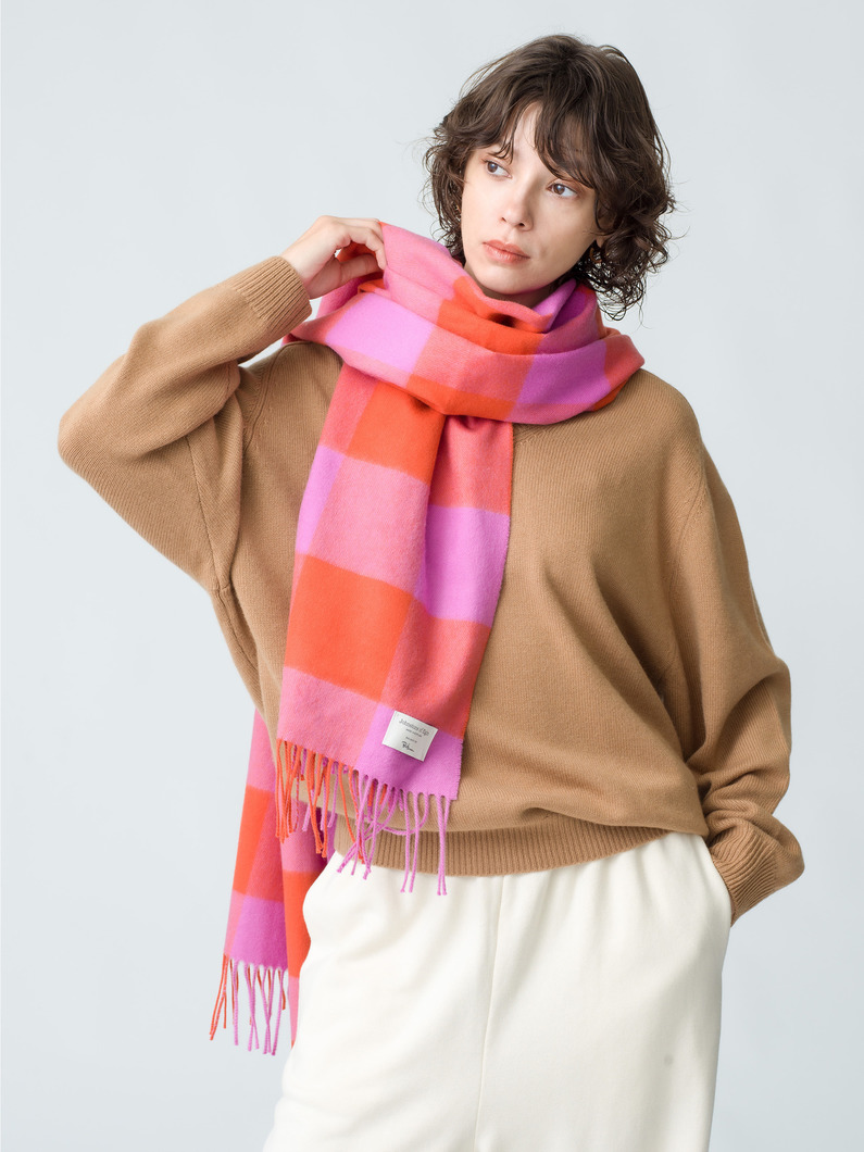 Cashmere Checkred Stole (pink) 詳細画像 pink 2