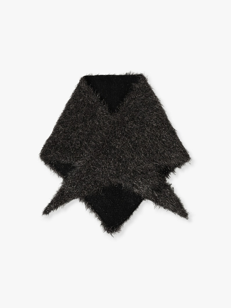 Lame Fur Triangle Knit Scarf 詳細画像 black 1