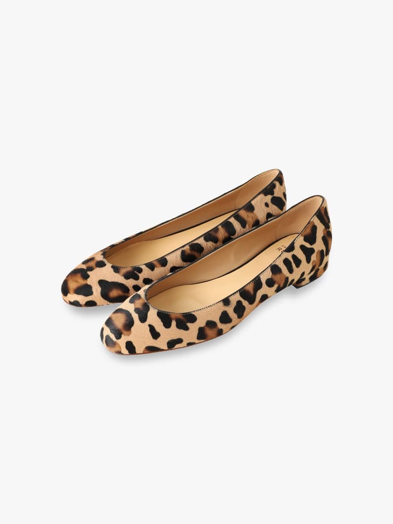 Leopard Haircalf Leather Round Toe Flat Shoes 詳細画像 multi 1