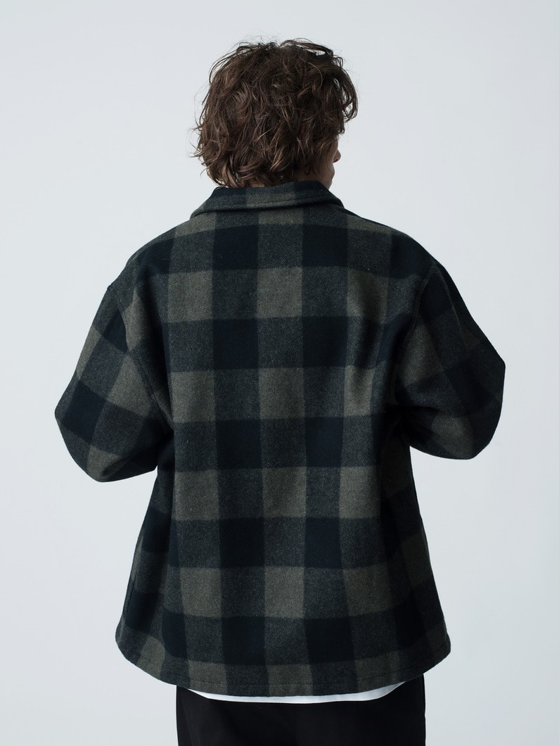 Wool Checked CPO Shirt Jacket | ジャケット 詳細画像 olive 3