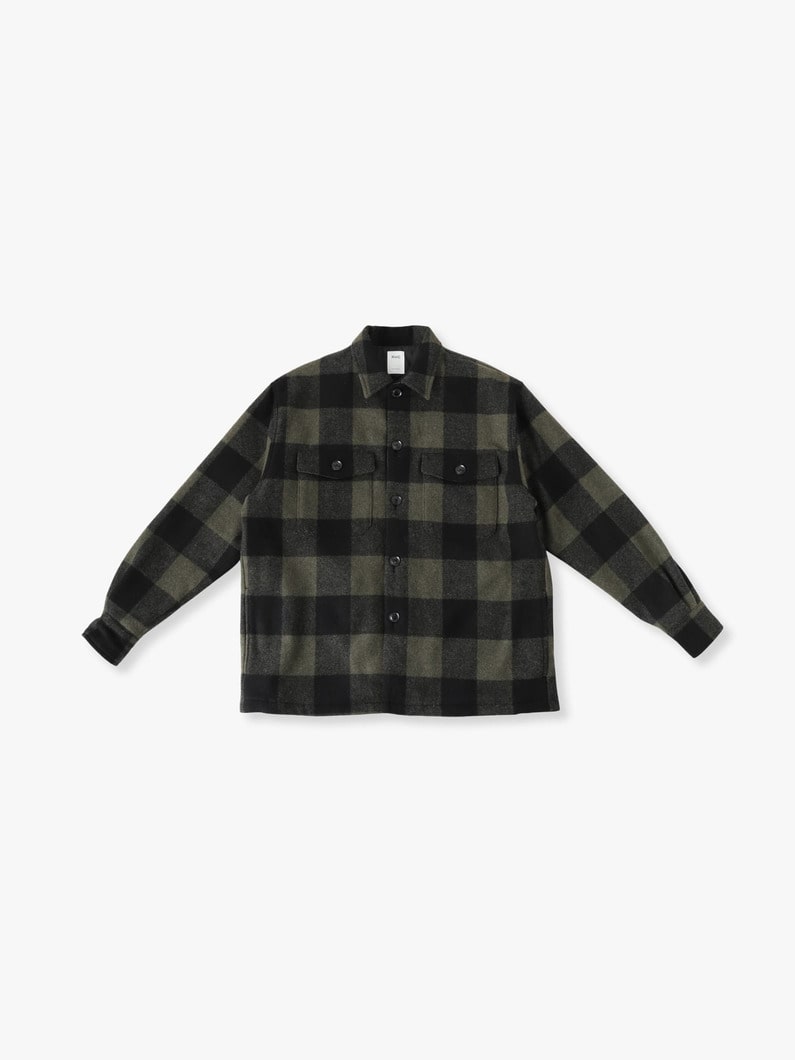 Wool Checked CPO Shirt Jacket | ジャケット 詳細画像 olive 4