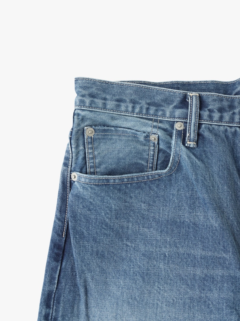 Straight Fit Washed Organic Cotton Denim Pants 詳細画像 faded blue 3