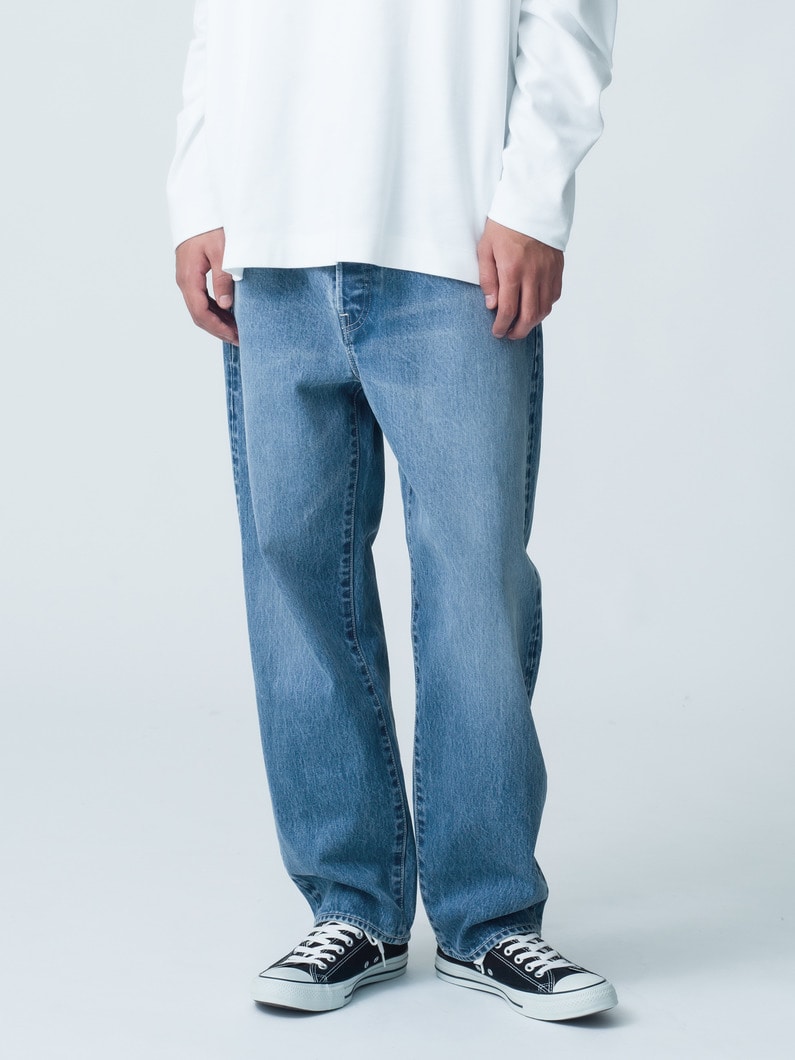 Straight Fit Washed Organic Cotton Denim Pants 詳細画像 faded blue 1