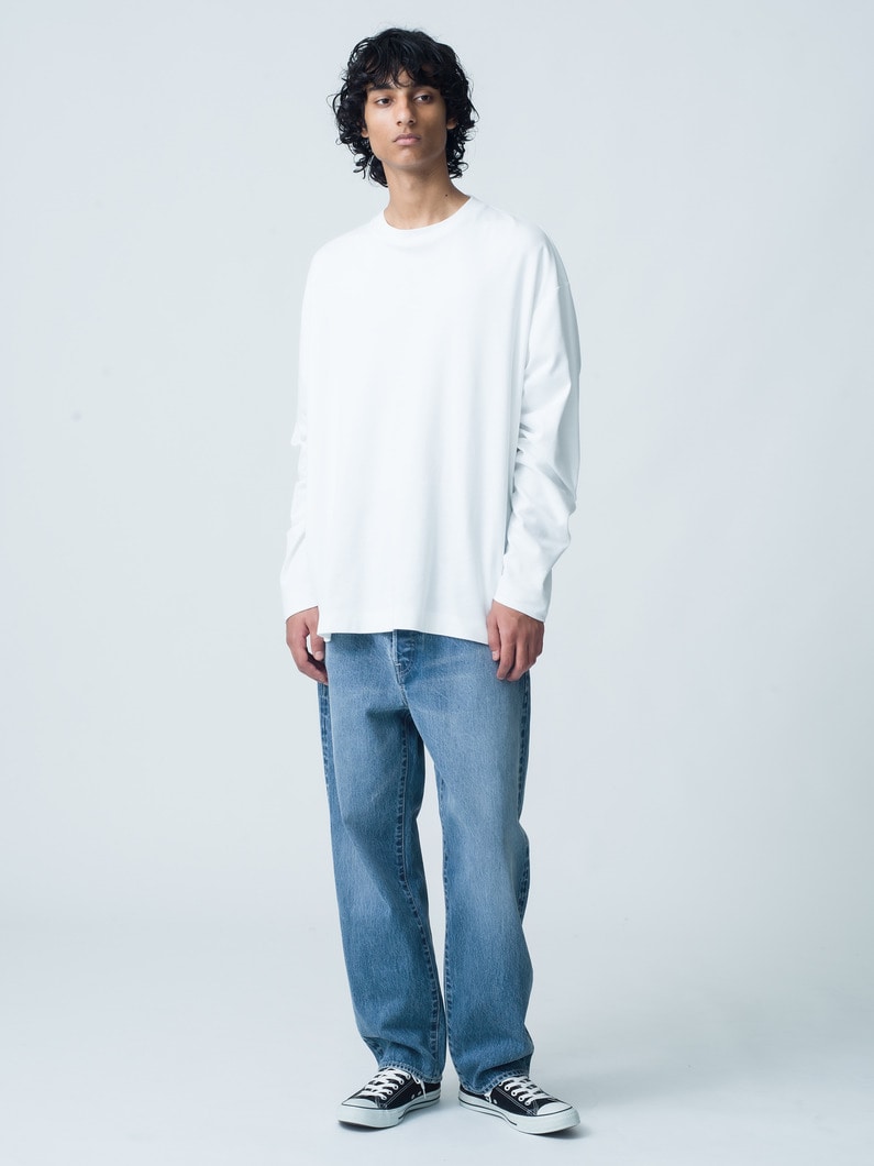 Straight Fit Washed Organic Cotton Denim Pants 詳細画像 faded blue 2