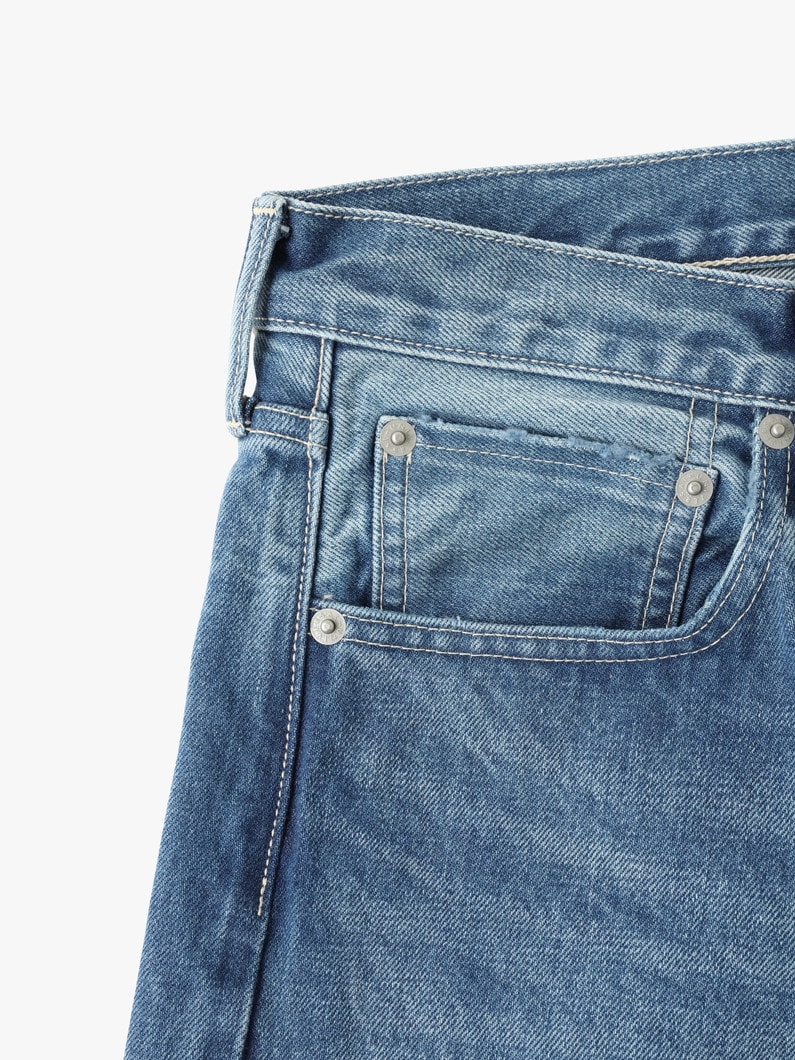 Tapered Fit Washed Organic Cotton Denim Pants 詳細画像 faded blue 3